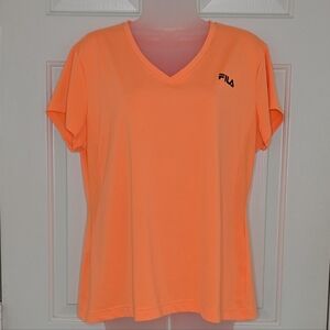 FILA Sport T-Shirt‎ V-neck Orange Stretchy Women's Size XL